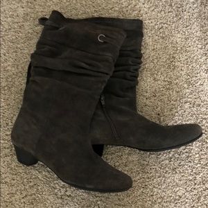 Gray suede boots